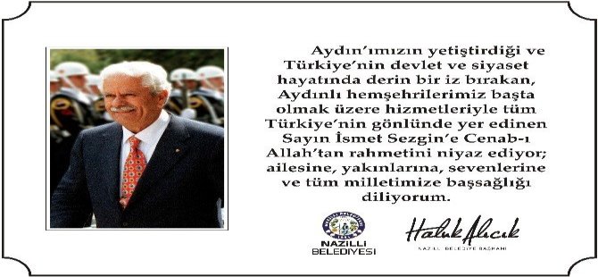 Başkan Haluk Alıcık, İsmet Sezgin İçin Taziye Mesajı Yayımladı